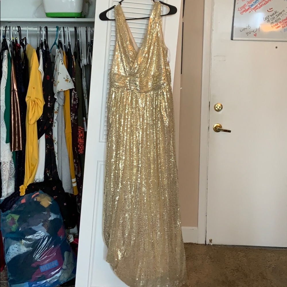 Sequence, long gold dress